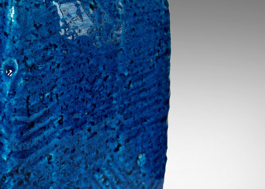 Gallery BAC textured cubic bases with rounded edges, glazed in a saturated azure blue