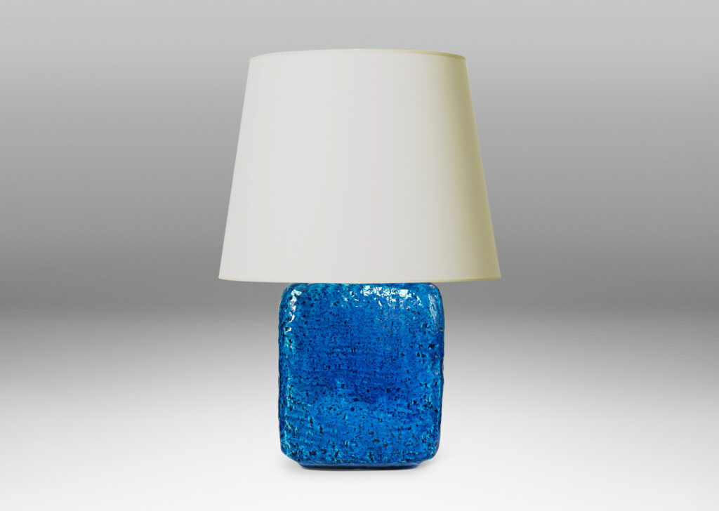 Gallery BAC textured cubic bases with rounded edges, glazed in a saturated azure blue