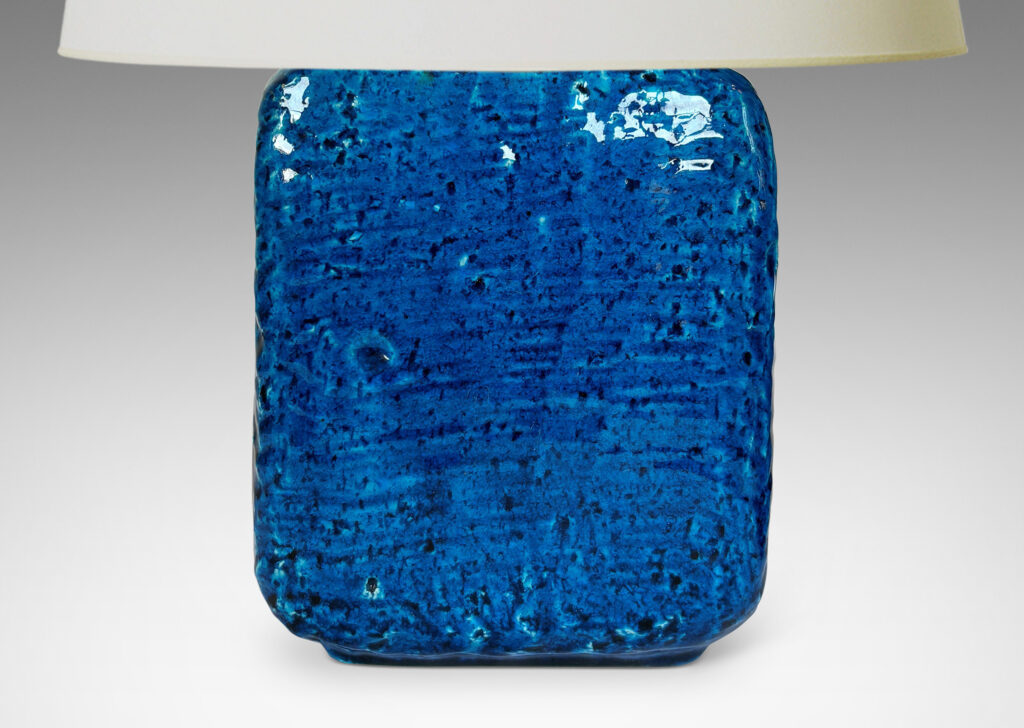 Gallery BAC textured cubic bases with rounded edges, glazed in a saturated azure blue