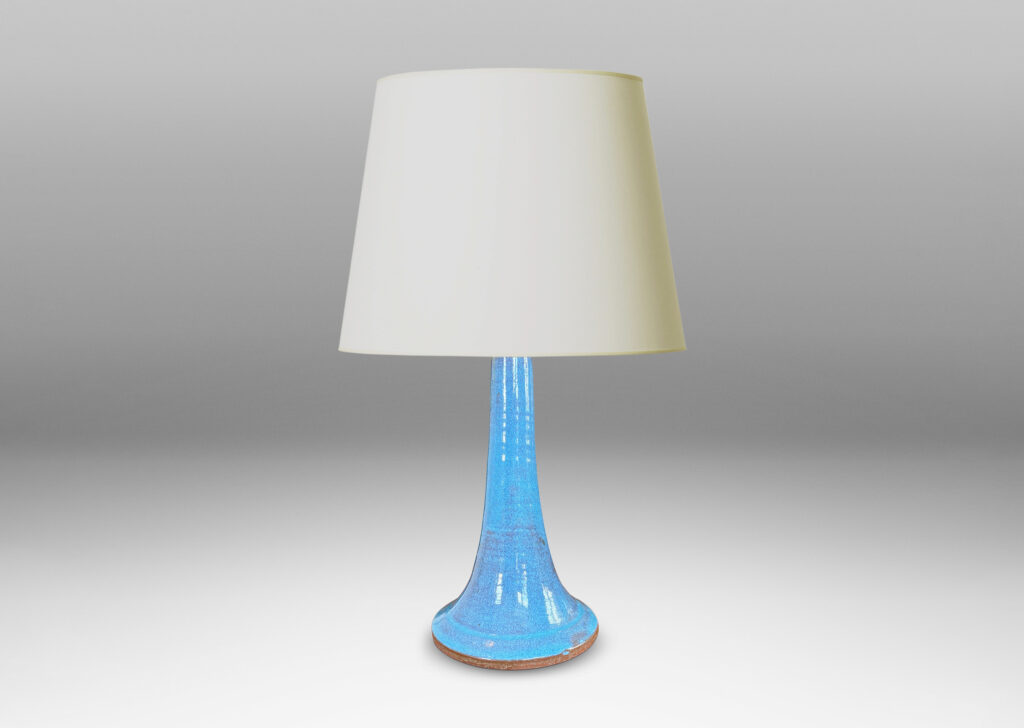 Gallery BAC upended trumpet form, glazed in a luminous light blue