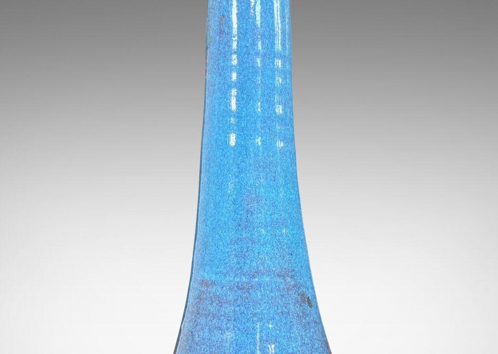 Gallery BAC upended trumpet form, glazed in a luminous light blue