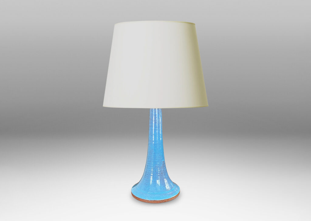 Gallery BAC upended trumpet form, glazed in a luminous light blue