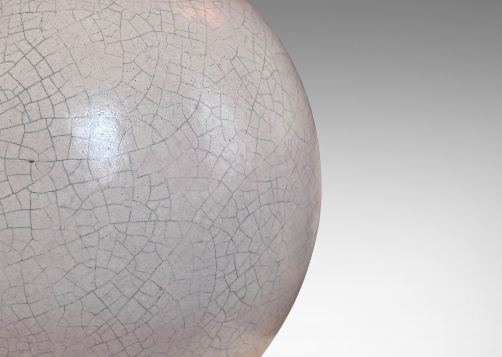 Gallery BAC plump globe form with lavender tint pale gray craquel glaze