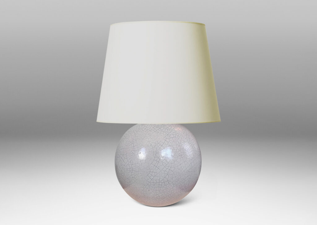 Gallery BAC plump globe form with lavender tint pale gray craquel glaze