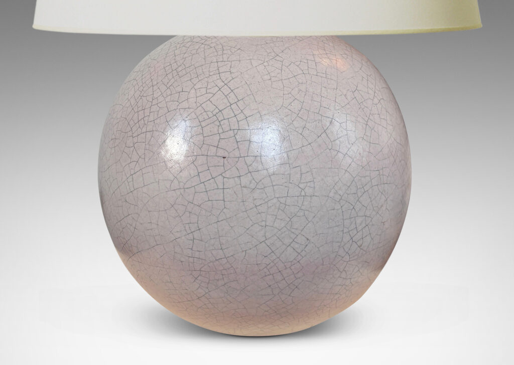 Gallery BAC plump globe form with lavender tint pale gray craquel glaze