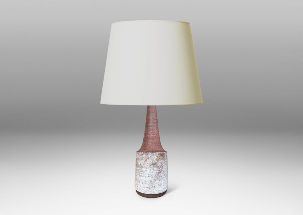 Gallery BAC drum for with tall sloped neck, with toothy finish glazed in matte white and brown