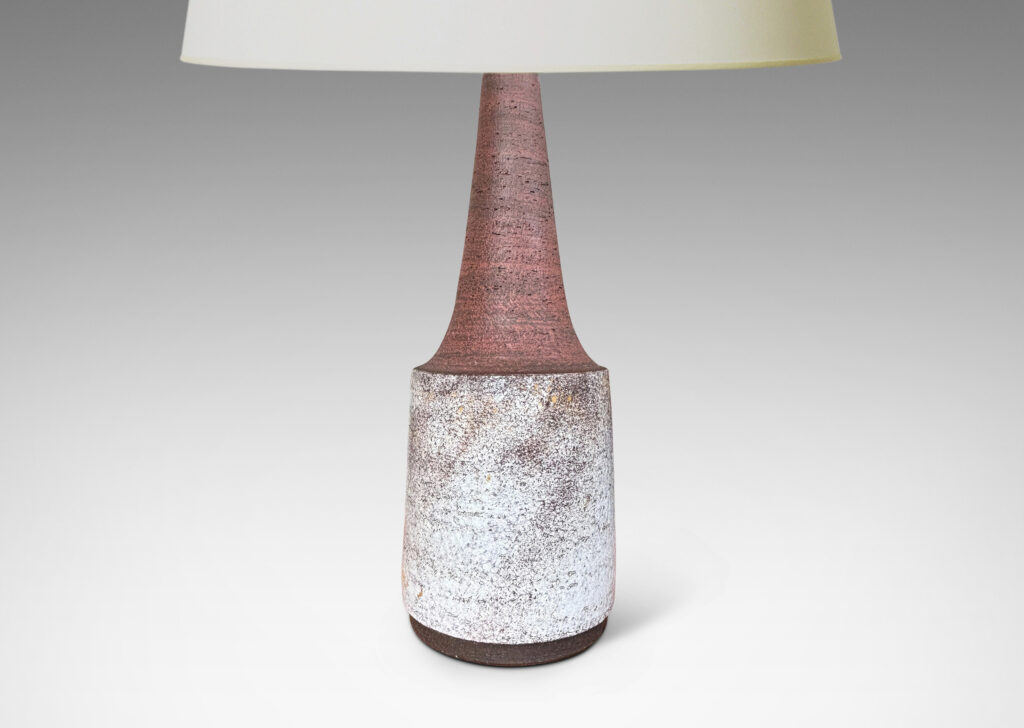 Gallery BAC drum for with tall sloped neck, with toothy finish glazed in matte white and brown