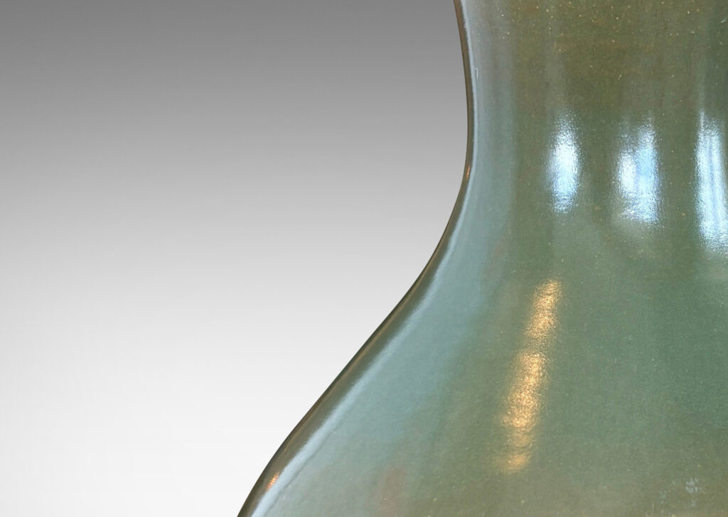 Gallery BAC nicely modeled double gourd form, glazed in a deep olive green