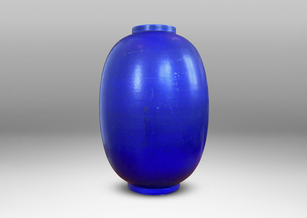 Gallery BAC upright ovoid form, glazed in a deep ultramarine blue