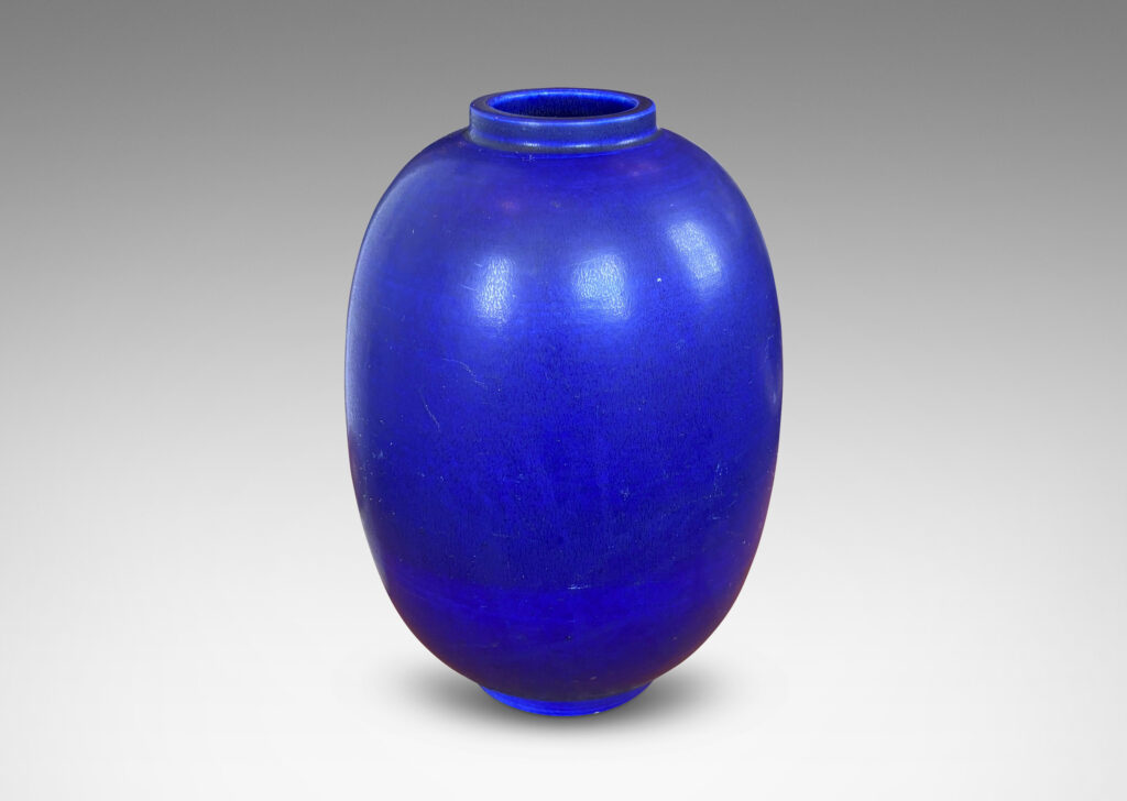 Gallery BAC upright ovoid form, glazed in a deep ultramarine blue