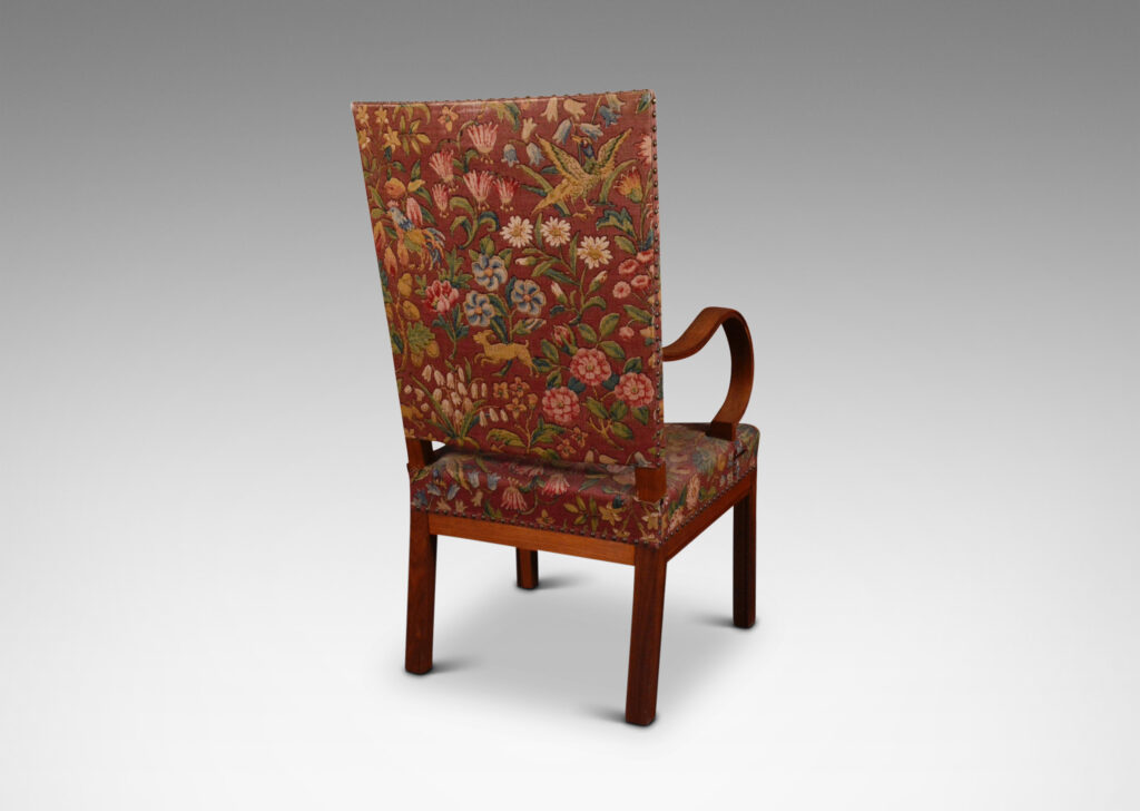 Gallery BAC exuberant rolling arms and gently swagged seat rails with square backs and orthogonal legs