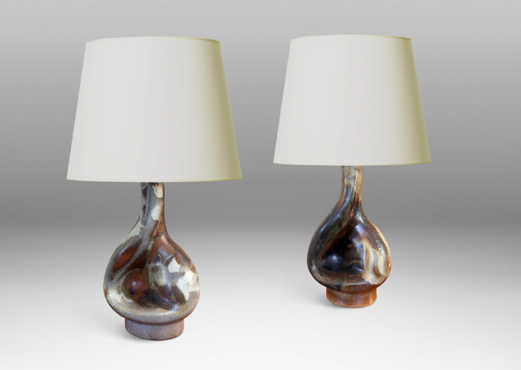 Gallery BAC organically modeled forms, glazed in brown, ivory and light gray