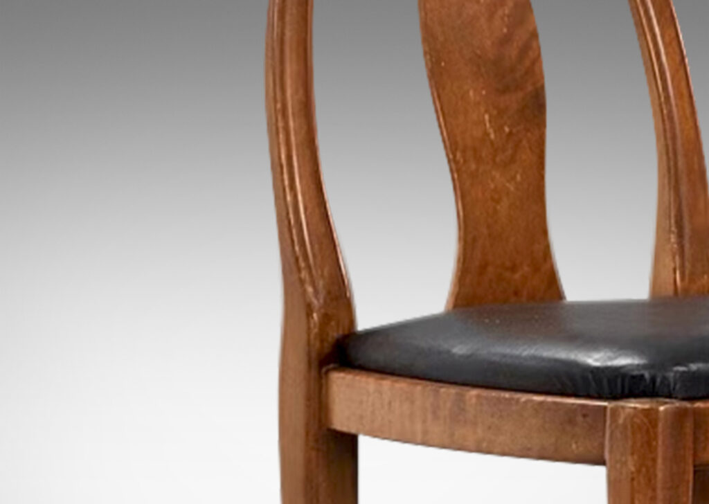 Gallery BAC having ovoid loop backs with Baltic style splats and sculpted legs; birch