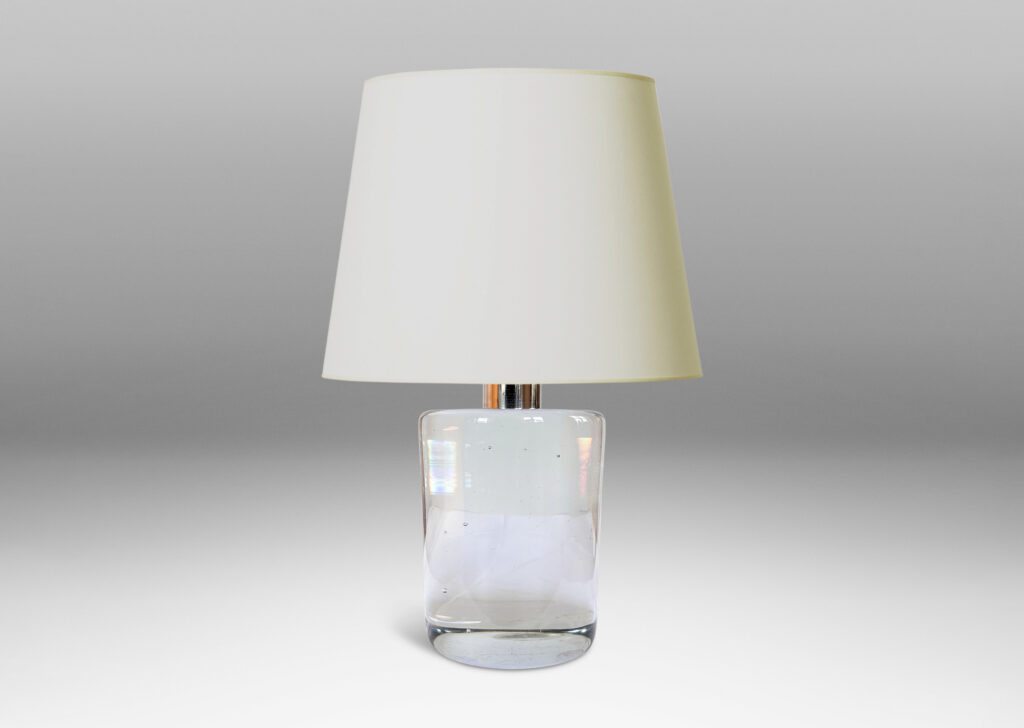 Gallery BAC cylindrical base in solid artisanal glass, crystal and chromed metal