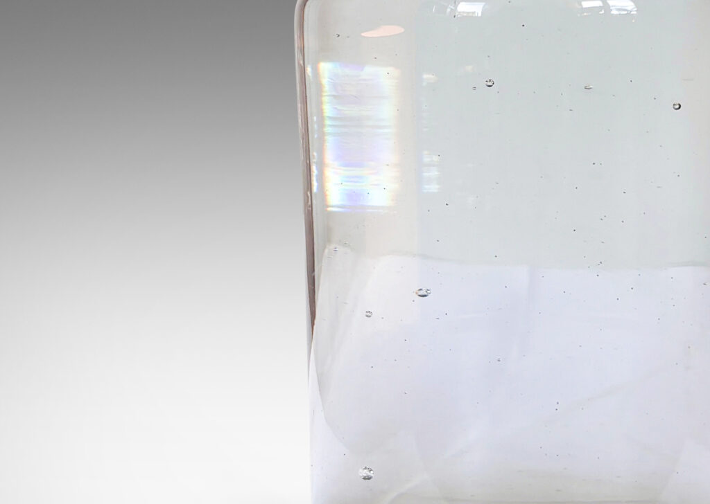 Gallery BAC cylindrical base in solid artisanal glass, crystal and chromed metal