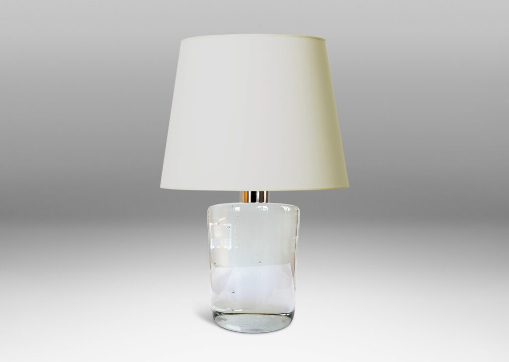 Gallery BAC cylindrical base in solid artisanal glass, crystal and chromed metal