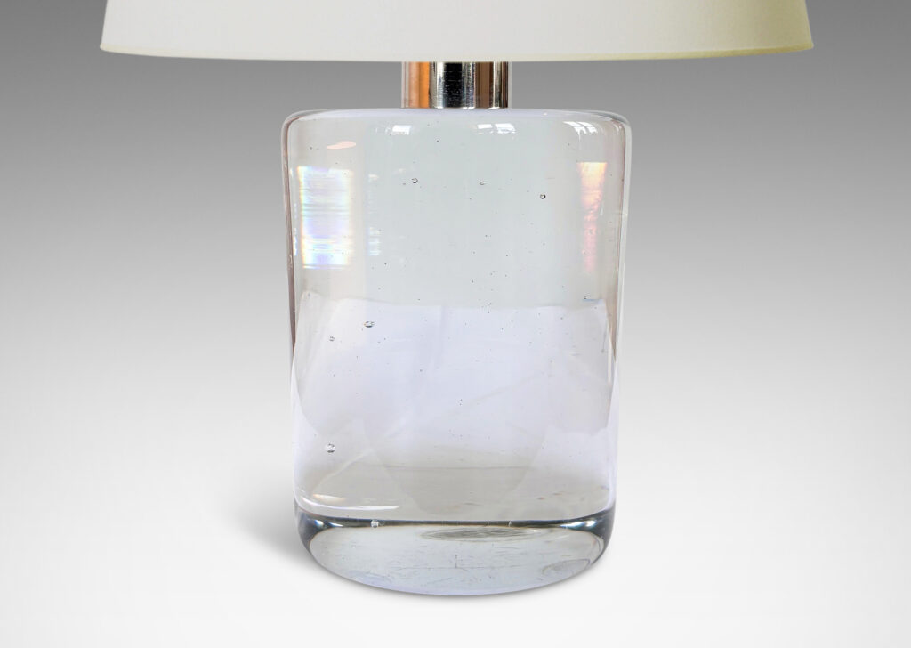 Gallery BAC cylindrical base in solid artisanal glass, crystal and chromed metal