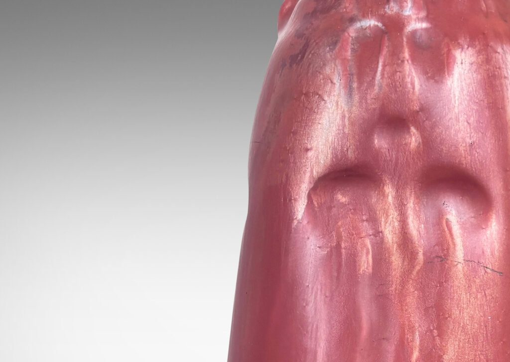 Gallery BAC tapered ovoid form with impressed Jugend style ornaments, glazed in a coppery-red luster