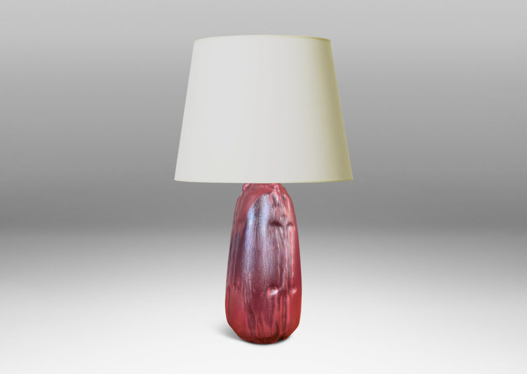 Gallery BAC tapered ovoid form with impressed Jugend style ornaments, glazed in a coppery-red luster