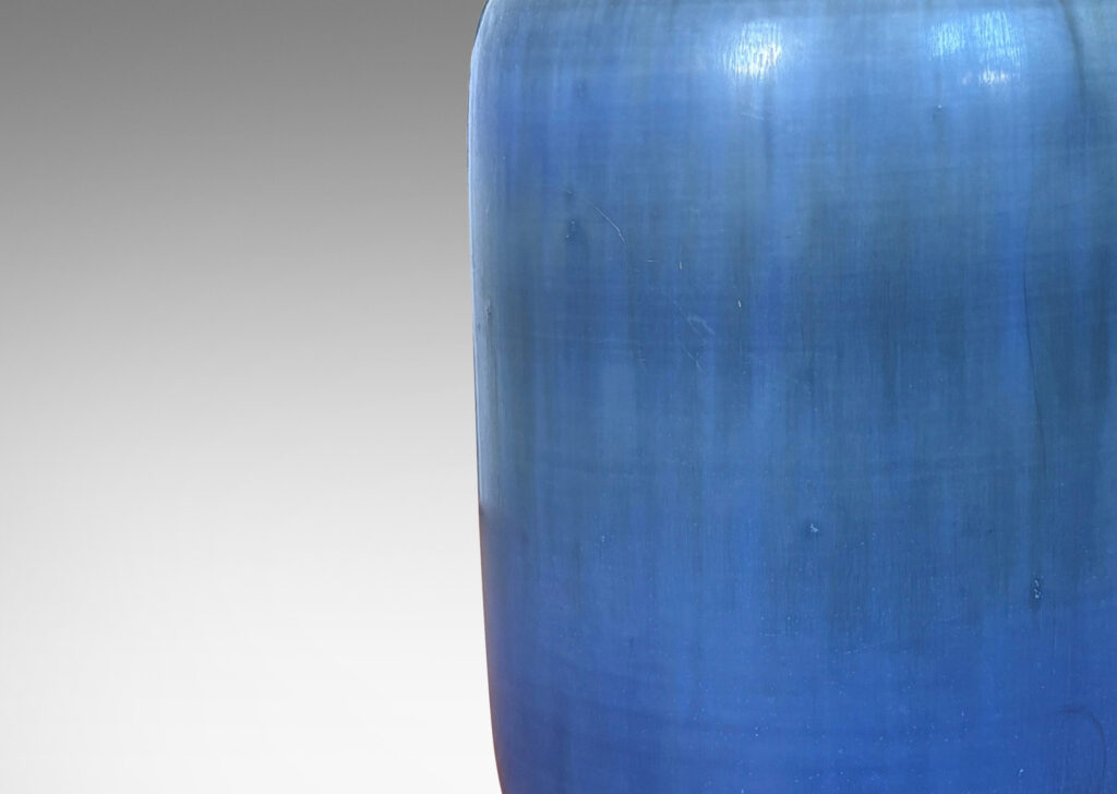 Gallery BAC straight-sided ovoid form with small flared mouth, glazed in a dark cornflower blue