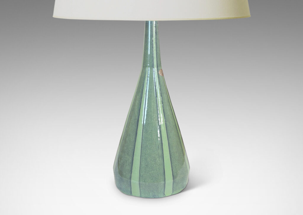 Gallery BAC conical form with vertical stripes in celadon and green-turquoise