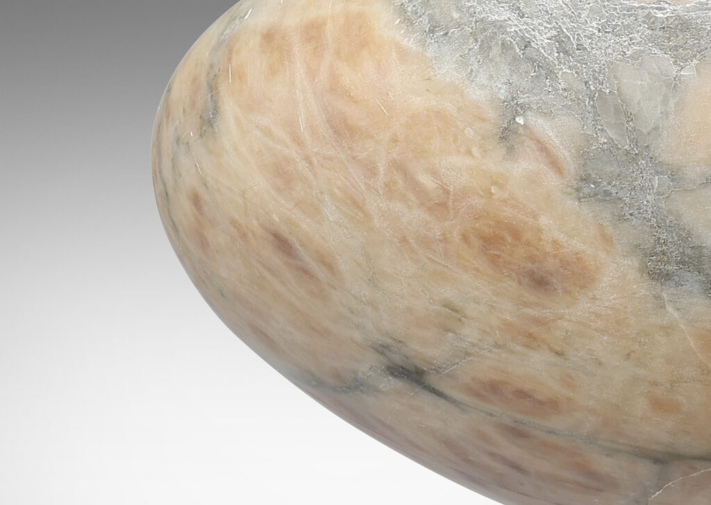 Gallery BAC mottled buff and light gray alabaster shade and canopy with brass chains