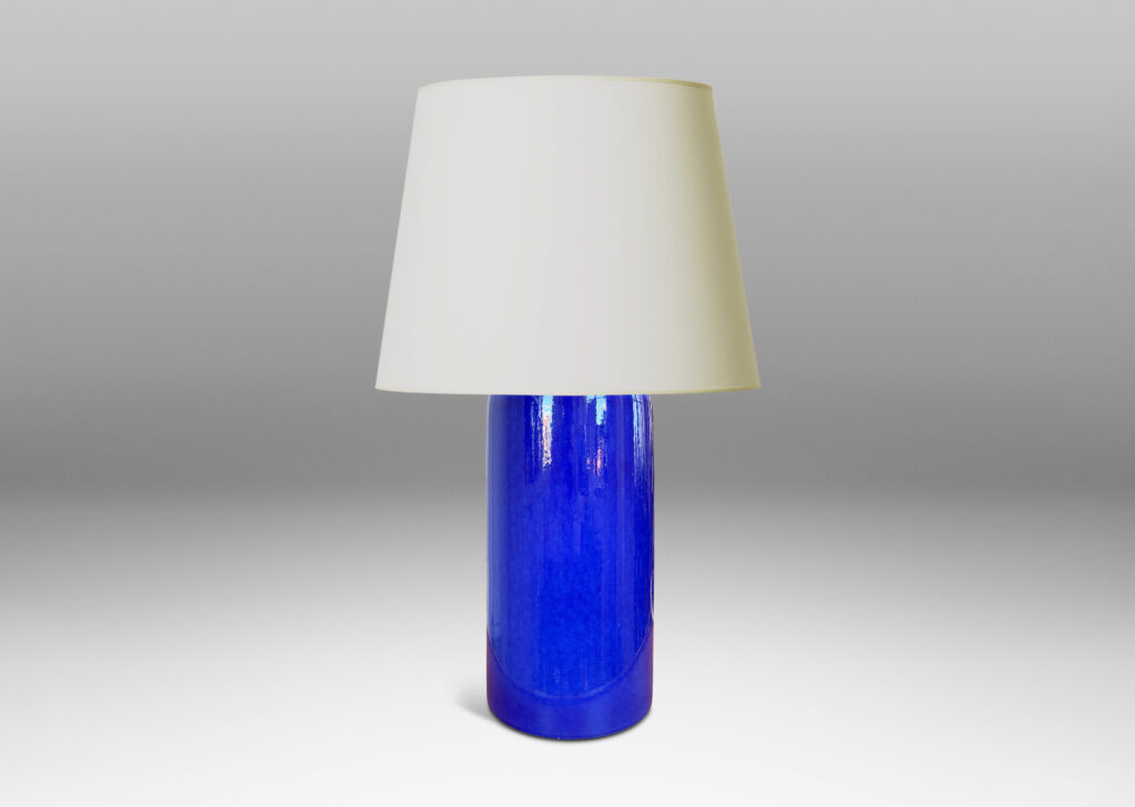 Gallery BAC ample cylindrical form with stepped neck, glazed in a saturated ultramarine blue
