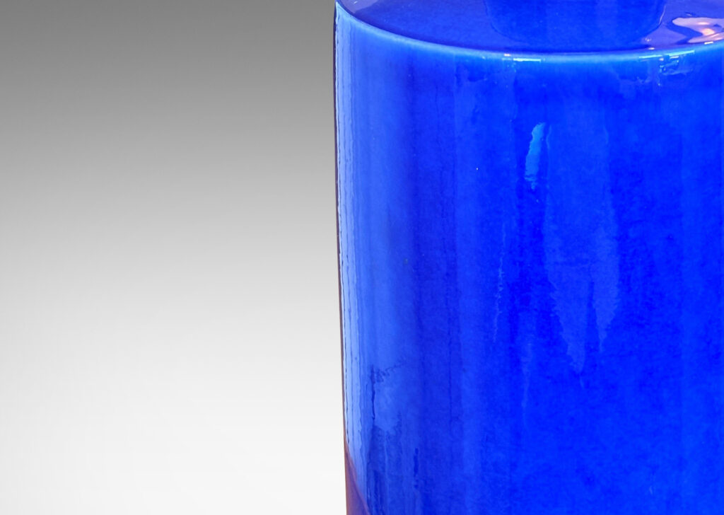 Gallery BAC ample cylindrical form with stepped neck, glazed in a saturated ultramarine blue