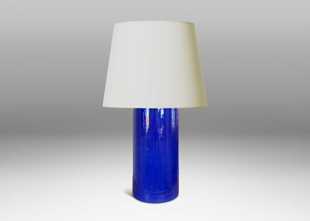 Gallery BAC ample cylindrical form with stepped neck, glazed in a saturated ultramarine blue