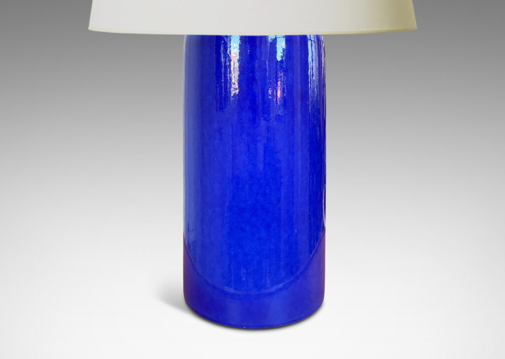 Gallery BAC ample cylindrical form with stepped neck, glazed in a saturated ultramarine blue