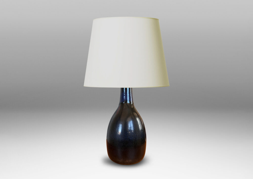Gallery BAC half-ovoid with sprouting neck, glazed in dark blue with black and some brown