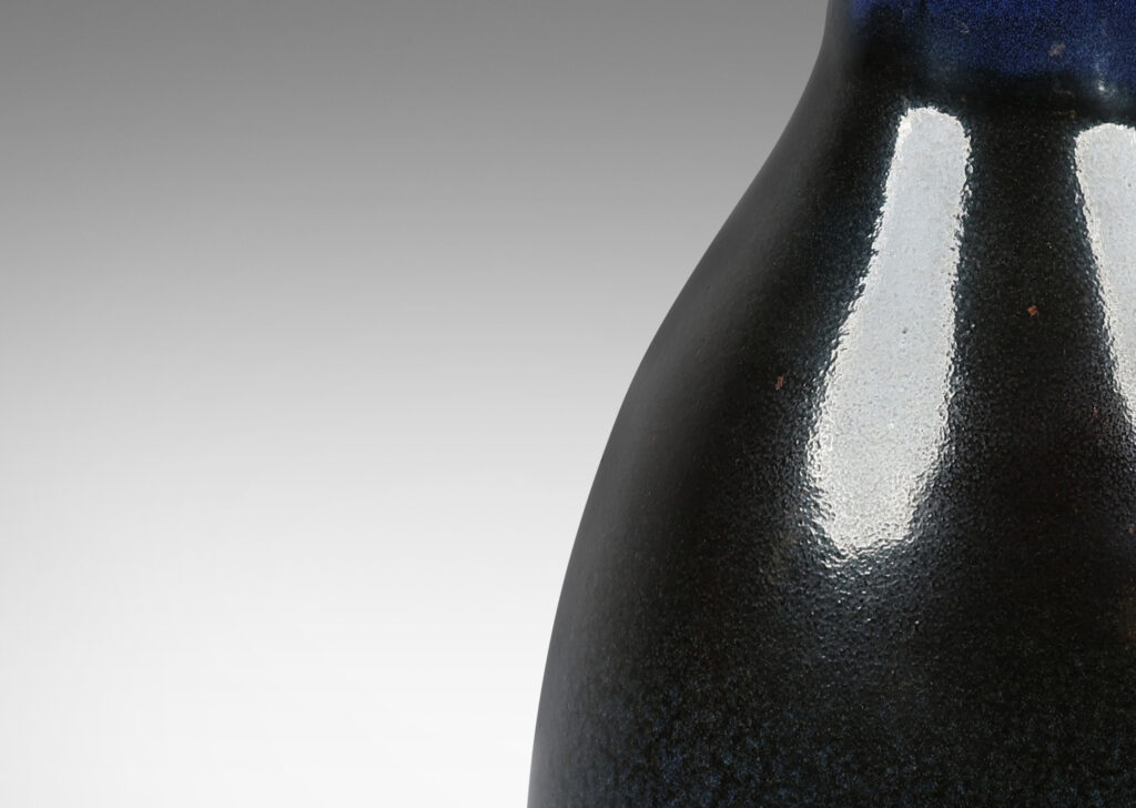 Gallery BAC half-ovoid with sprouting neck, glazed in dark blue with black and some brown