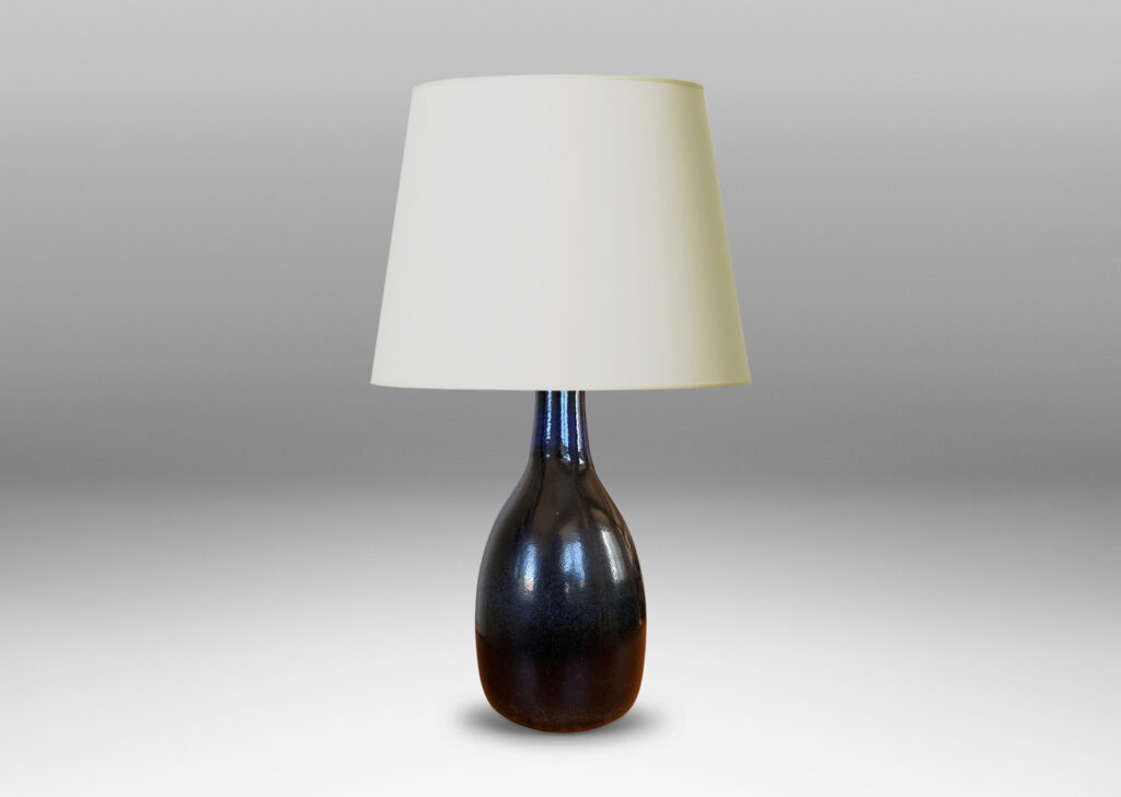 Gallery BAC half-ovoid with sprouting neck, glazed in dark blue with black and some brown