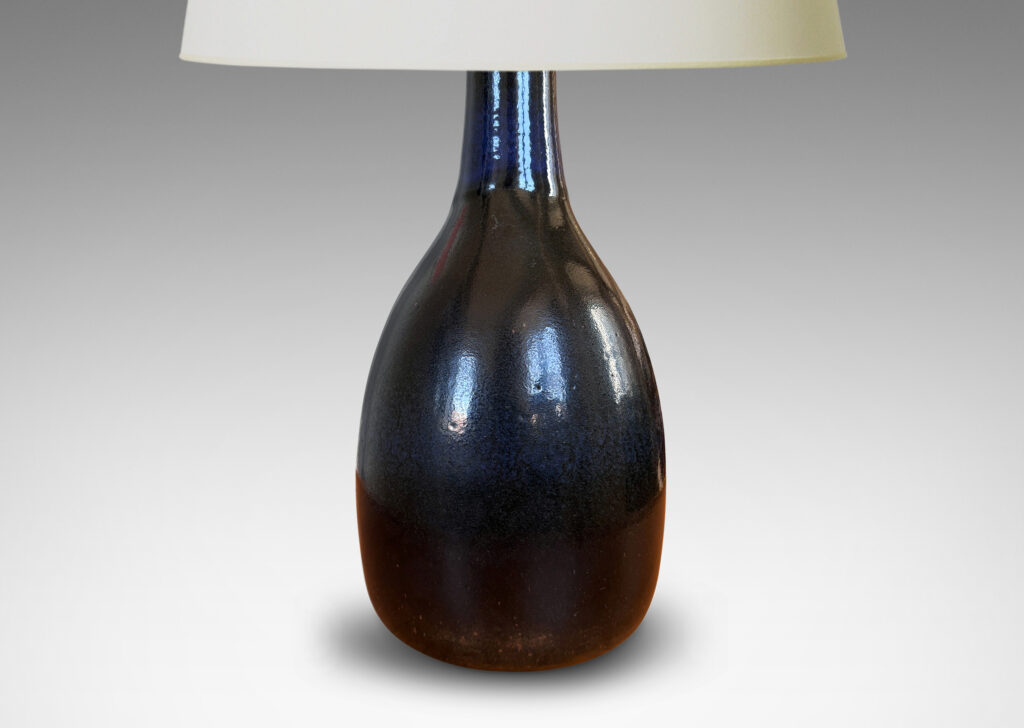 Gallery BAC half-ovoid with sprouting neck, glazed in dark blue with black and some brown