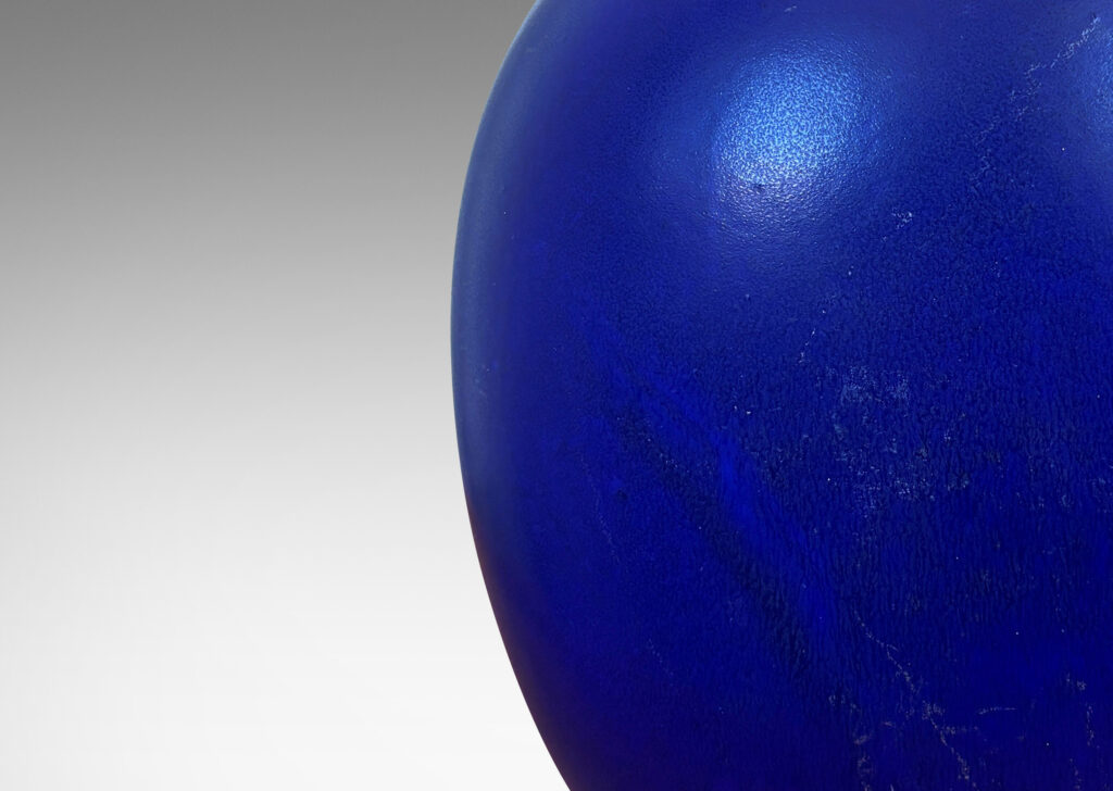 Gallery BAC compressed upright round form glazed in a saturated ultramarine blue