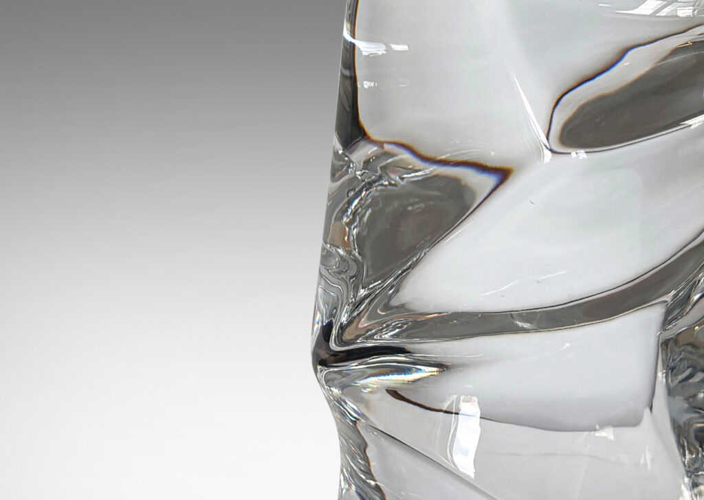 Gallery BAC culptural organically modeled forms; cast crystal, steel mounts