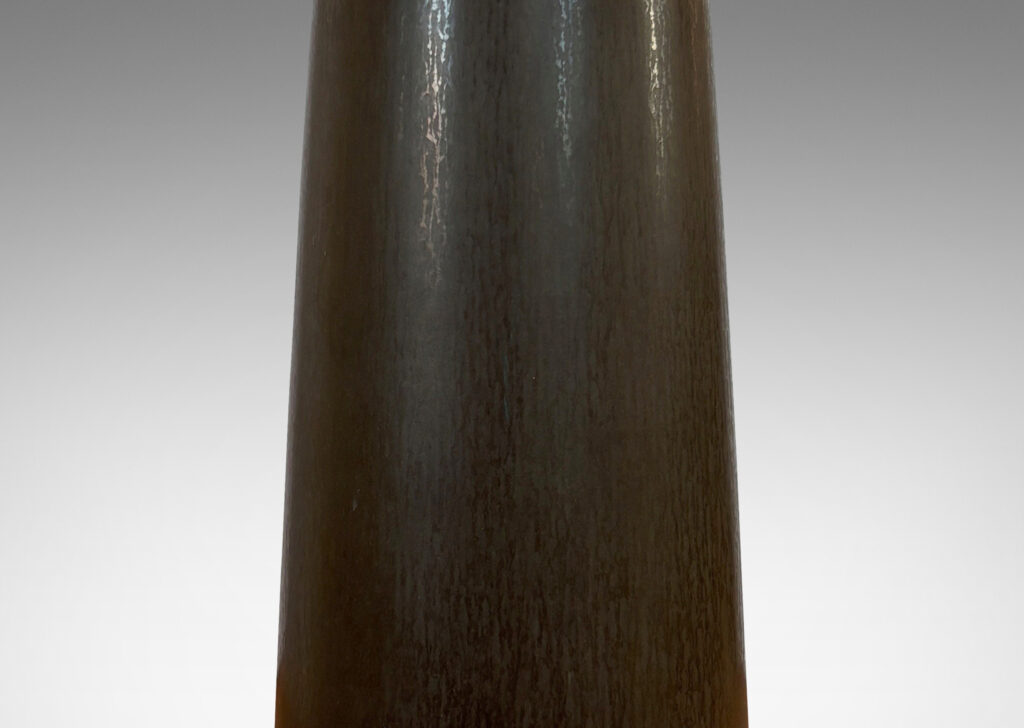 Gallery BAC subtly flared cylindrical form glazed in a soft dark olive green-brown