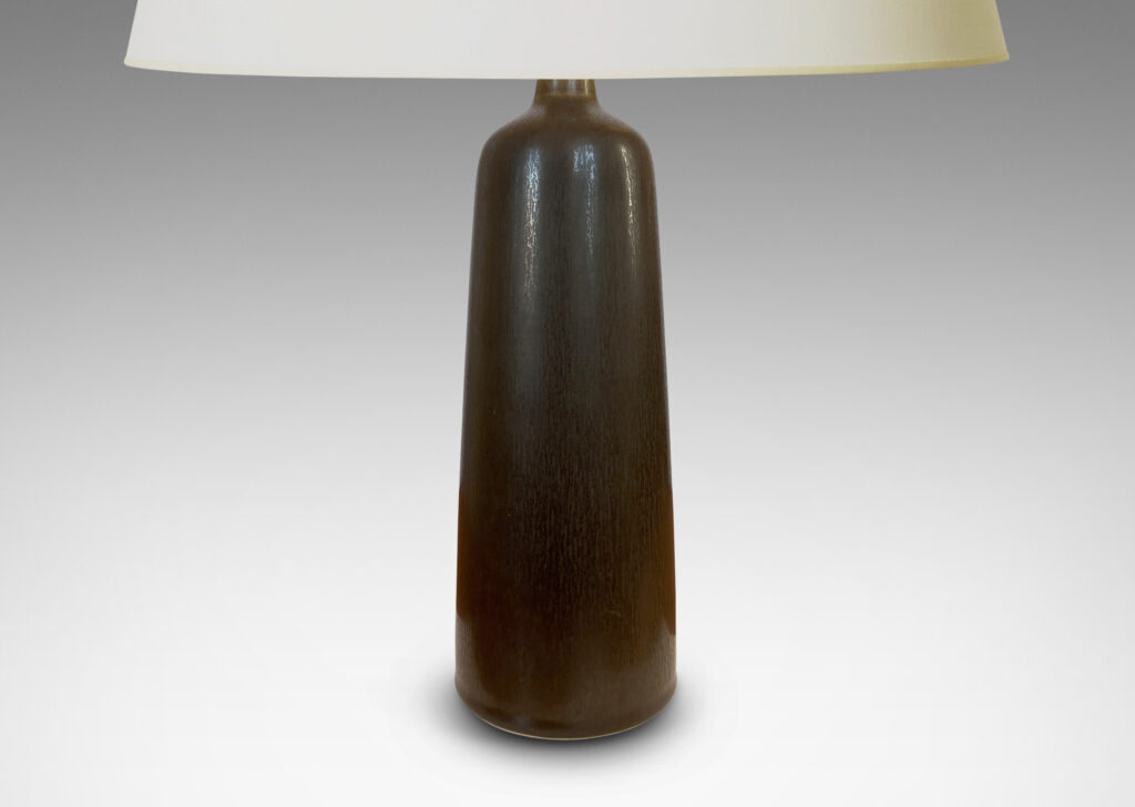 Gallery BAC subtly flared cylindrical form glazed in a soft dark olive green-brown