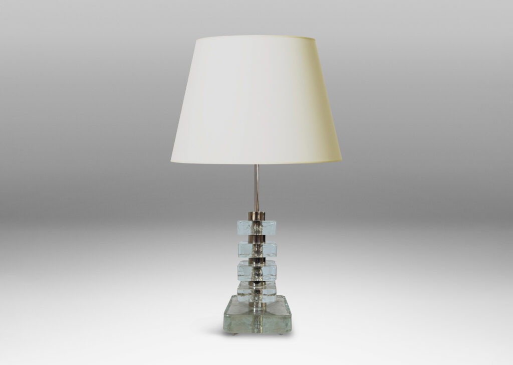 Gallery BAC polished stand and spacers with floating rounded squares in cast glass