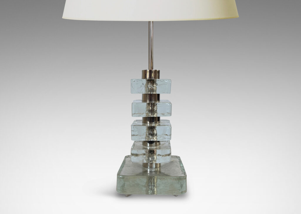 Gallery BAC polished stand and spacers with floating rounded squares in cast glass