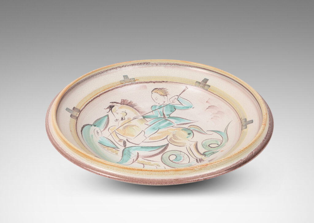 Gallery BAC wide sculpted lip, with a wonderful stylized depiction of Saint George and dragon