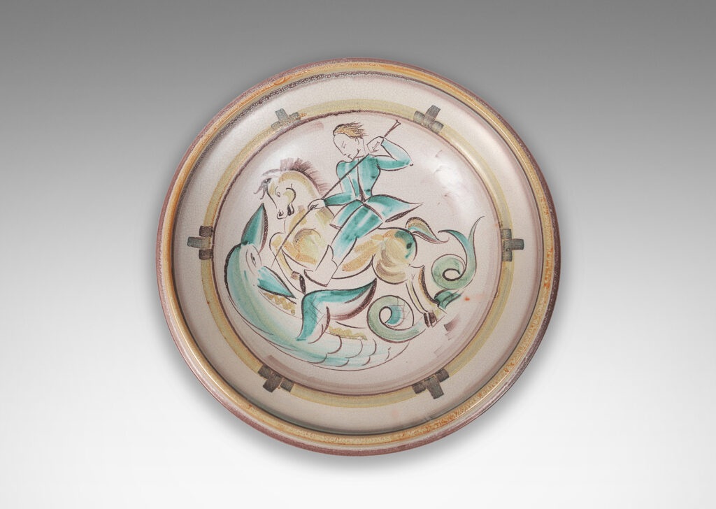 Gallery BAC wide sculpted lip, with a wonderful stylized depiction of Saint George and dragon