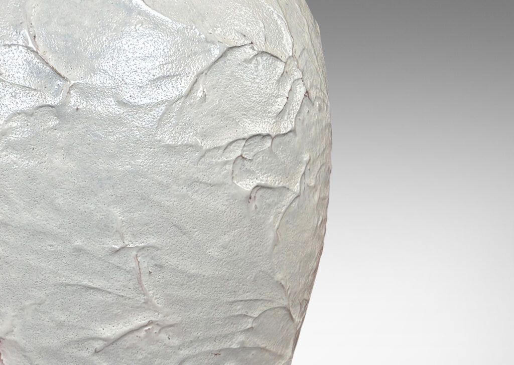 Gallery BAC tapered form with textured surface, glazed in a satin shine ivory