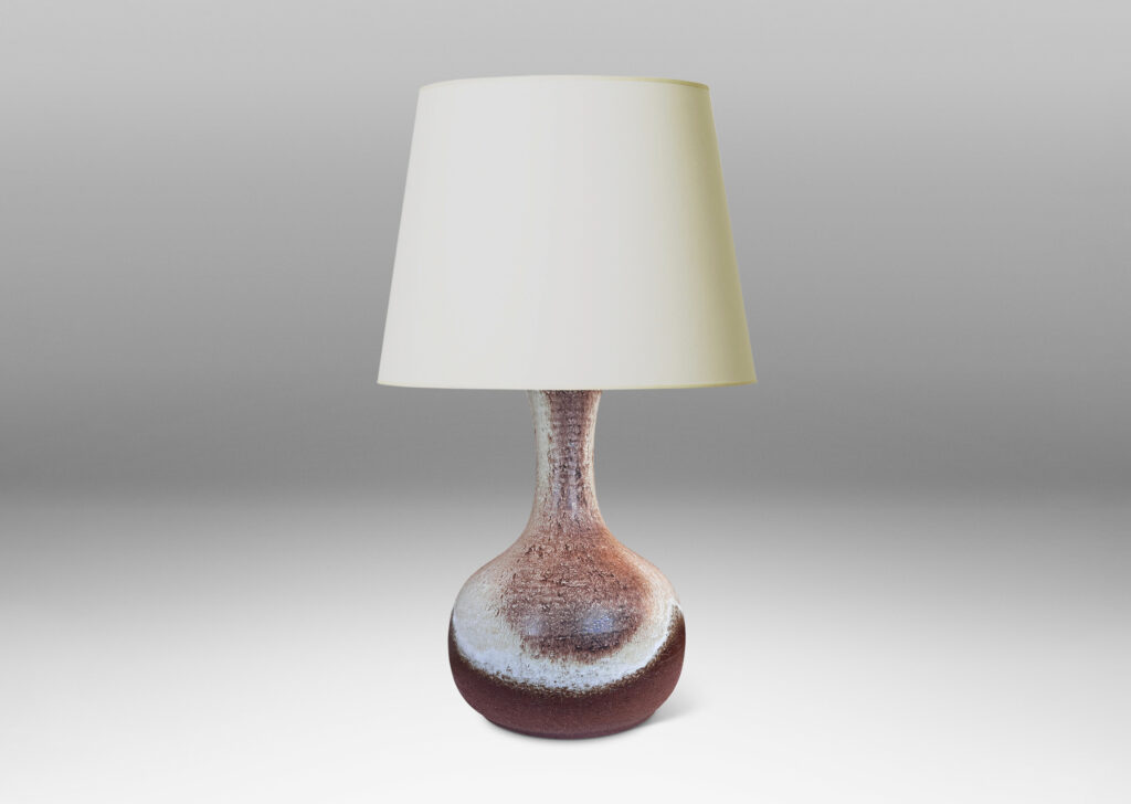 Gallery BAC voluptuous decanter form, glazed in brown with ivory