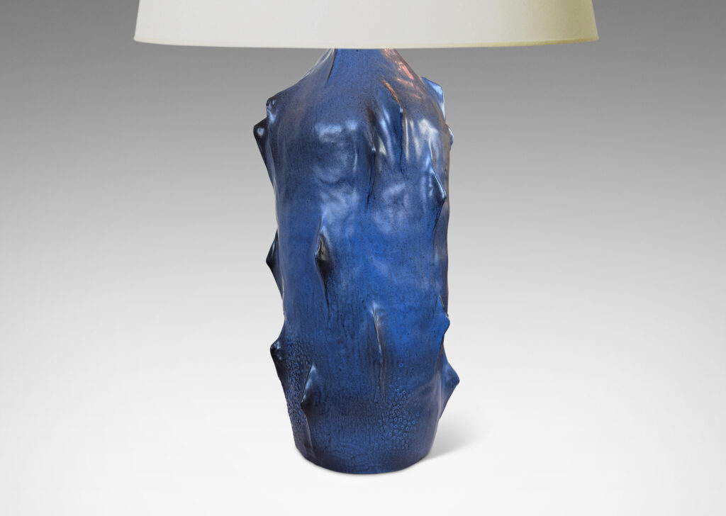 Gallery BAC modeled succulent-like form with raised thorny projections, glazed in a grayish cornflower blue