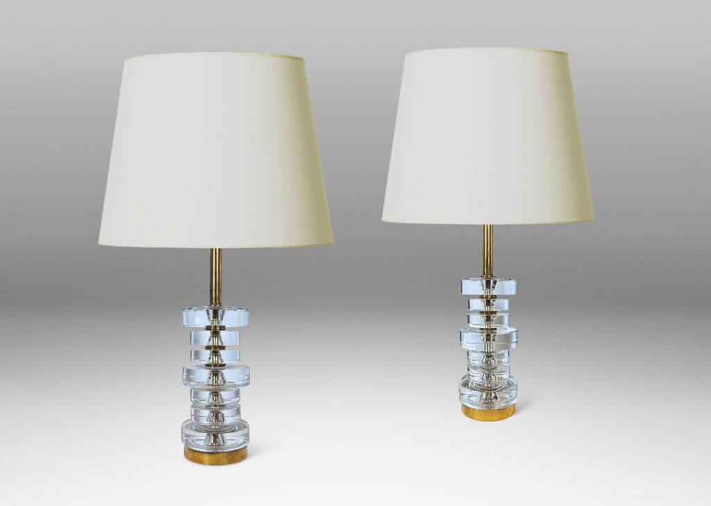 Gallery BAC crystal disks in different sizes on a brass stand and base