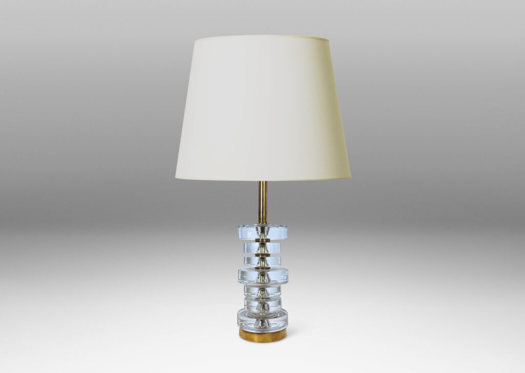 Gallery BAC crystal disks in different sizes on a brass stand and base