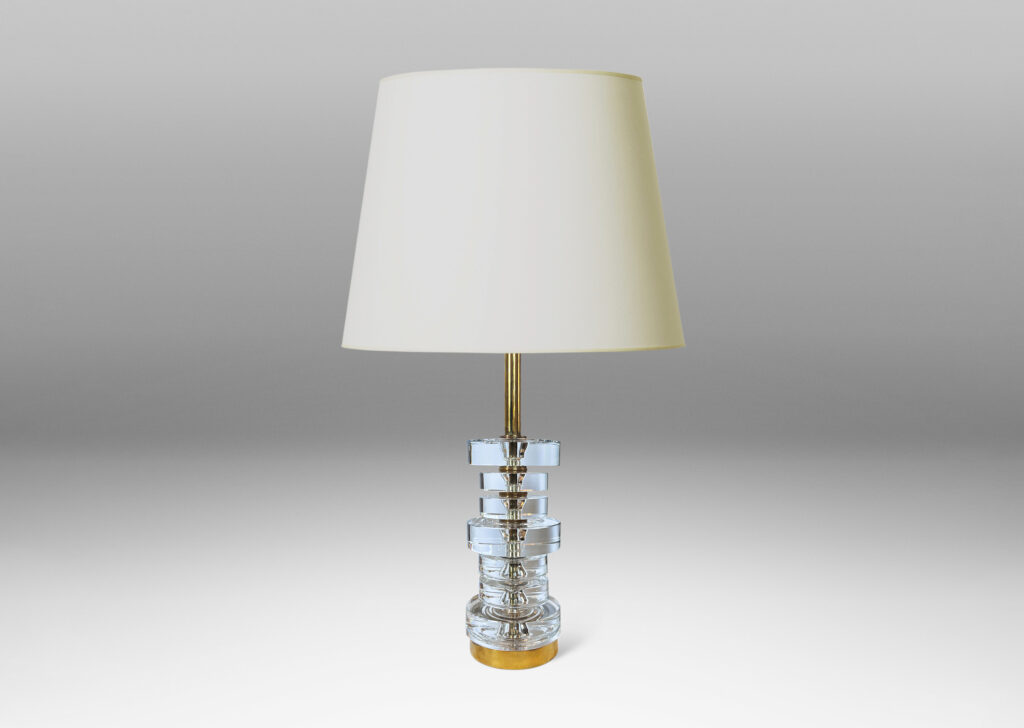 Gallery BAC crystal disks in different sizes on a brass stand and base