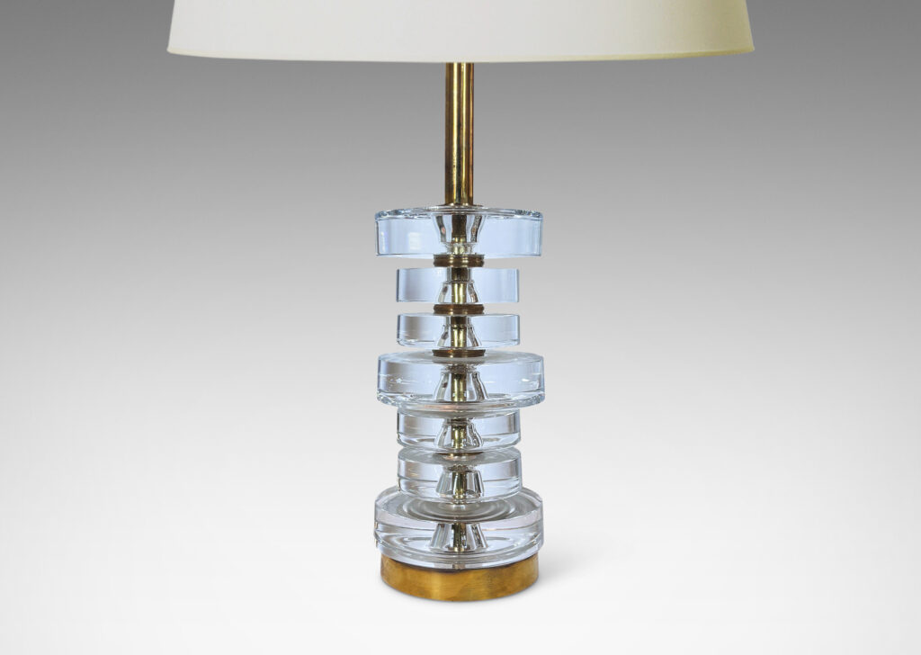 Gallery BAC crystal disks in different sizes on a brass stand and base