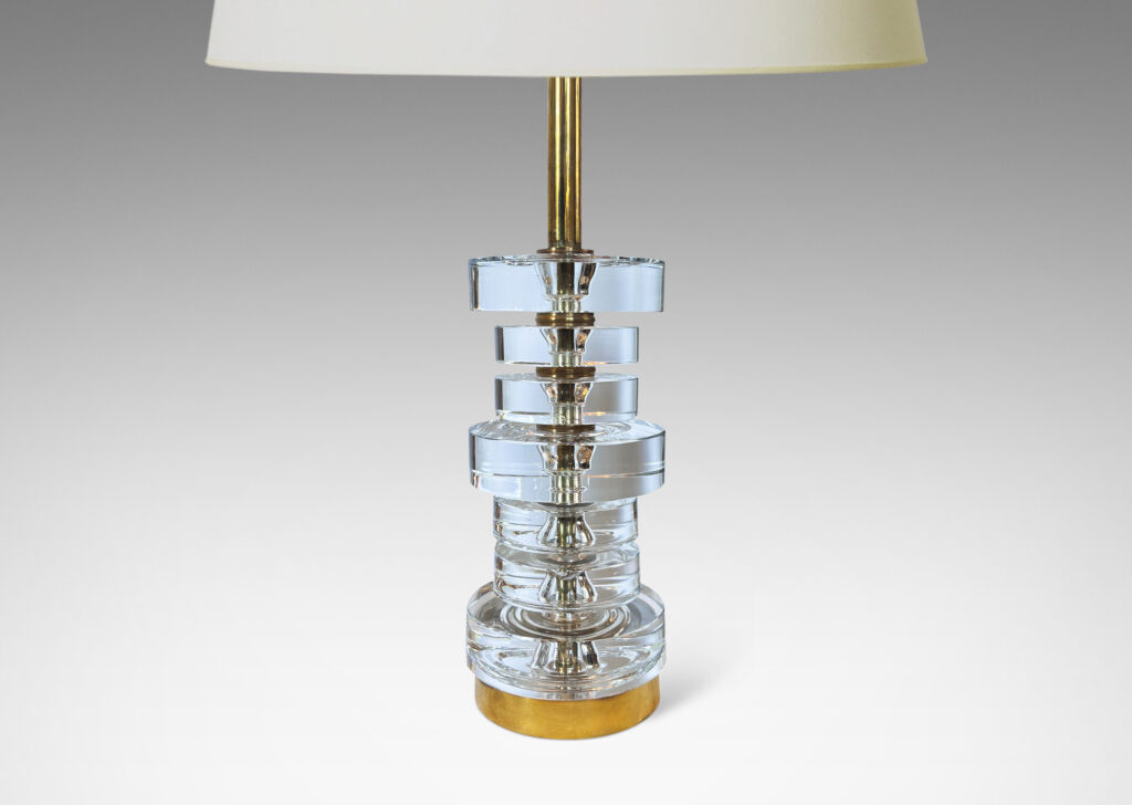 Gallery BAC crystal disks in different sizes on a brass stand and base